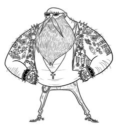 a drawing of a man with his hands on his hips and wearing an ugly outfit