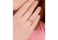 The prettiest display of affection: this playful ring featuring a high-shine heart. | Kate Spade Golden Hour Heart Ring - 7 Kate Spade Elegant Gold Ring, Elegant Kate Spade Gold Rings, Twisted Band, Golden Hour, Kate Spade New York, Cubic Zirconia, Heart Ring, Kate Spade