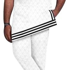 Fitted White Pants From Matching Set, White Short Sleeve Pant Set For Summer, Fitted White Pants As Part Of A Matching Set, Casual White Short Sleeve Pant Set, Fitted White Cotton Pant Set, White Short Sleeve Formal Sets, White Fitted Pants Matching Set, Men White Kaftan Designs, Short Sleeve Agbada For Men