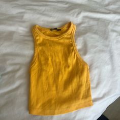 Zara - Brand New Never Worn Size M Zara Yellow Spring Tops, Cheap Yellow Zara Top, Zara Yellow Party Top, Zara Yellow Beach Top, Yellow Ruffled Zara Tops, Ribbed Tank Tops, Zara Tops, Zara, Brand New