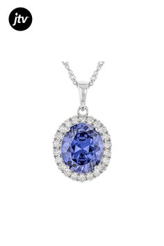 Charles Winston For Bella Luce�� tanzanite and white diamond simulants 7.75ctw oval and round, rhodium over sterling silver pendant. Includes a 18" L x 0.03" W singapore chain that has a 2" extender and lobster claw clasp closure. The pendant measures approximately 0.92" L x 0.55" W. Fine Tanzanite Oval Pendant Jewelry, Fine Jewelry Tanzanite White Gold, Fine Jewelry Tanzanite In White Gold, Dazzling Tanzanite White Gold Jewelry, White Gold Tanzanite Fine Jewelry, Fine Jewelry In White Gold With Tanzanite, Sapphire Oval Pendant Jewelry With Diamond Accents, Cubic Zirconia Brilliant Cut Oval Pendant Jewelry, Elegant Tanzanite Oval Pendant Jewelry