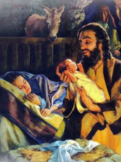 the birth of jesus is depicted in this painting