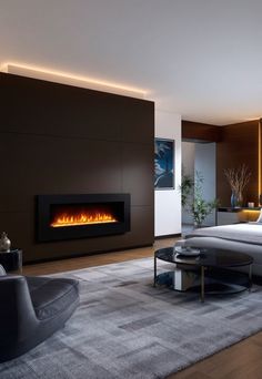 Bedroom with Fireplace Primary Bedroom Fireplace Ideas, Modern Bedroom Fireplace, Fireplace Tv Wall Modern, Bedroom With Fireplace Ideas, Bedrooms With Fireplaces, Tv Wall Modern, Stylish Fireplace, Bedroom With Fireplace, Elegant Bedrooms