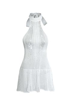 This dress boasts high elasticity, perfect for slim-fit silhouettes. The spaghetti strap sleeve style and halter neckline are elegantly complemented by a bandage decoration. The solid pattern, made of a blend of polyester and spandex, is knit for ultimate comfort. Perfect for warm summer days, this pullover dress falls above the knee and is designed to accentuate your natural figure. With an elastic waistline and sleeveless design, this dress is a must-have addition to your wardrobe. Vacation Dresses Beach, Sets Outfit, Vacation Dress, Maxi Knit Dress, Elegant Chic, Vacation Dresses, Embroidery Dress, Romper With Skirt, Halter Neckline