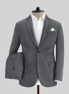 Indulge in the luxury of the Italian Cotton Lycra Denim Gray Blue Suit, meticulously crafted from a premium blend of cotton and Lycra. This distinguished ensemble features a stunning solid pattern elegantly set in a subdued yet fashionable gray-blue hue, adding a touch of contemporary flair to your look. It seamlessly combines comfort and style, making it an ideal choice for various occasions. Whether you're advancing in your career or aiming to leave a lasting impression at an event, this suit Fitted Sets With Welt Pockets For Business Casual, Luxury Cotton Suits With Notch Lapel, Semi-formal Fitted Sets With Pockets, Classic Custom Fit Suiting Fabric Sets, Classic Custom Fit Sets In Suiting Fabric, Classic Business Casual Suiting Sets, Cotton Suits For Business Casual, Elegant Business Casual Sets With Welt Pockets, Luxury Cotton Semi-formal Suits