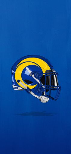 a painting of a football helmet on a blue background