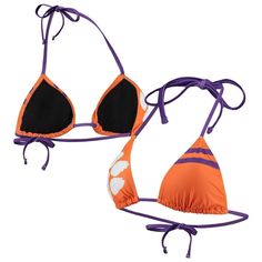 Soak in the sun while flexing your Clemson Tigers loyalty with this FOCO bikini top. The adjustable ties provide the perfect fit as you sit at the pool or beachside. Plus, the striking Clemson Tigers graphics show that you carry your team spirit everywhere you go. Tie closures Imported Brand: FOCO Officially licensed Bottoms sold separately Machine wash, tumble dry low Padded Material: 82% Polyester/18% Elastane - Shell; 100% Polyester - Lining Sublimated graphics Twisted Sister, White Bikinis, Clemson Tigers, Flexing, Calvin Klein Woman, Navy Women, Trendy Plus Size, Swimsuit Tops, The Pool