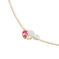 === a petite pendant of pear-shaped Natural Pink Tourmaline and Diamond forms an asymmetrical heart shape, set in a solid 18kt gold chain. Celebrating the unique nature of love Stone: Pink Tourmaline(0.24ct) Natural Diamond (0.10ct) Size: Pendant (7.8mm X 4.5mm)) Chain (45cm / 17.7in long) Material: Recycled 18kt yellow gold Made in: Japan Resizable: yes Personalization: not available === The New Shape of Love. A modern Toi-et-Moi aesthetic celebrating love's diversity. Crafted in 18kt recycled Luxury Open Heart Fine Jewelry, Pink Tourmaline Pendant, Open Diamond Ring, Pink Pendant Necklace, Mini Necklace, Mini Pink, Tourmaline Pendant, Dress Indian, Unique Nature