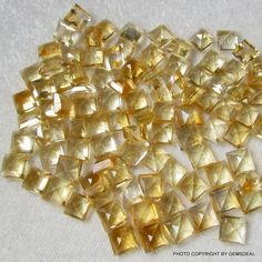 GEMSTONE NAME :- NATURAL CITRINE CUT GEMSTONE SHAPE :- SQUARE PYRAMID CUT : - STEP CUT FACETED SIZE :- 6 MM QUALITY :- AA LOT : (5 PCS) STEP CUT STONE COLOR :- YELLOW WE DEAL IN GOOD QUALITY. More beautiful than picture! Please see the photographs to see more detail. The overall quality is excellent for the price! These AA Grade CITRINE cut gemstone have lots of gorgeous. They are genuine natural gemstone. Important Information : ----------------------------- # Available more different size and Square Pyramid, Step Cut, Jewelry Techniques, Natural Citrine, Citrine Gemstone, Blue Chalcedony, Rutilated Quartz, Stone Cuts, Red Garnet