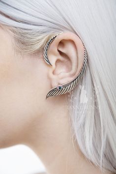 This magical ear cuff is made of 925, nickel free. For PIERCED ears. You need to have a classical puncture in earlobe to wear this ear cuff. Just put the stud into your earlobe and hook the upper element behind the top of your ear (as pictured). Bend the hook gently to fit your ear perfectly. We'll try to ship your order as soon as possible, but sometimes we need several days to make. Be aware that shipment can take from 10 to 30 business days depending on your country, and we are not responsibl Adjustable Silver Ear Cuff With Ear Wire, Unique Sterling Silver Cartilage Earrings With Ear Wire, Silver Sterling Ear Cuff For Pierced Ears, Unique Silver Sterling Cartilage Earrings, Sterling Silver Adjustable Pierced Ear Climbers, Bohemian Sterling Silver Nickel-free Ear Cuff, Unique Silver Pierced Ear Cuff, Elegant Handmade Silver Cartilage Earrings, Silver Bohemian Ear Cuff In Sterling Silver