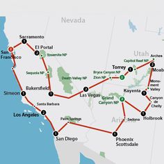 a map showing the route from san francisco to los angeles