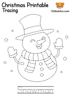 christmas printable worksheet for kids to practice handwriting and writing the word snowman