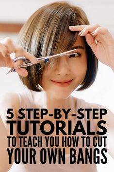 Cut Your Own Bangs, Cut Side Bangs, Big Hair Rollers, Cut Own Hair, Cut Bangs, Bangs Tutorial, How To Cut Your Own Hair, How To Cut Bangs