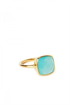 14k gold vermeil signature faceted semi-precious gemstone stacking ring. Gold Faceted Chalcedony Jewelry, Elegant Yellow Gold Faceted Stackable Rings, Elegant Stackable Turquoise Open Ring, Elegant Stackable Open Turquoise Ring, Elegant Stackable Turquoise Ring, Gemstone Stacking Ring, Aqua Chalcedony, Stacking Ring, Stacking Rings