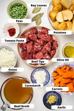 an image of different foods that are in the bowl and on the table to be eaten