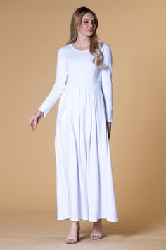 White Modest Dresses: The Michelle by Brigitte Brianna White Modest Dress, Temple Dress, Modest Dress, Medium Dress, Modest Wedding Dresses, Double Knit, Small Dress, Small Chest, Modest Dresses