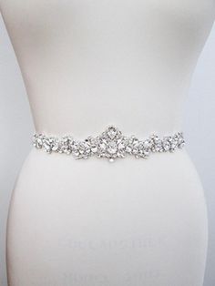 Swarovski Bridal belt sash Crystal belt in silver or gold Elegant Silver Belt With Rhinestones, Silver Rhinestone Belts For Formal Occasions, Silver Fitted Bridal Belt For Formal Occasions, Formal Silver Belts With Rhinestones, Fitted Silver Bridal Belt With Sashes, Elegant White Belt With Rhinestones, Elegant Silver Embroidered Belt, Adjustable Silver Crystal Bridal Belt, Fitted Silver Crystal Bridal Belt