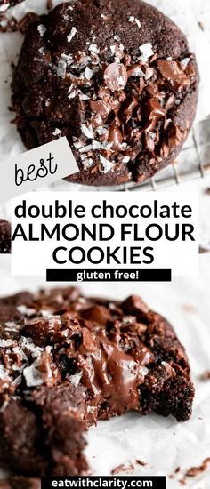 double chocolate almond flour cookies with text overlay