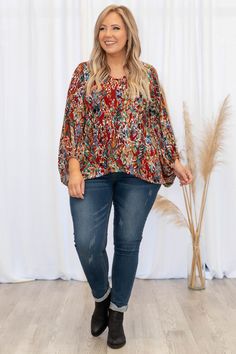 Everyone will love this trendy new top! This top has a fun floral print with warm colors you can style for every occasion! It's comfortable for all day wear, has a figure-flattering fit, and features the cutest balloon sleeves! Simply, pair this top with skinnies and booties for an effortlessly chic look! 95% Polyester, 5% Spandex Fall Printed Tops With Balloon Sleeves, Fall Tops With Printed Balloon Sleeves, Fall Tops With Balloon Sleeves And Printed Details, Multicolor Puff Sleeve Blouse For Fall, Fall Floral Print Long Sleeve Puff Sleeve Top, Casual Multicolor Balloon Sleeve Tops, Multicolor Printed Balloon Sleeve Top, Multicolor Balloon Sleeve Printed Tops, Floral Print Balloon Sleeve Tops For Fall