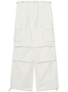 white cotton blend drawstring waist slip pockets to the sides two side cargo pockets two rear flap pockets drawstring cuffs Trousers White, Versace Outfit, Cargo Trousers, Ski Wear, Lady Dior, Cropped Pants, Bottoms Pants, Drawstring Waist, Denim Dress