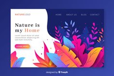 the landing page for nature is my home, with colorful leaves and plants on it