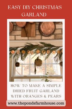 an easy diy christmas garland hanging on the window sill