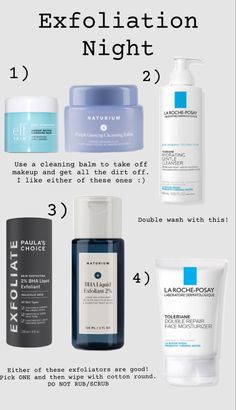 My go to for an exfoliation routine. This is my personal favorite night in my skin cycling routine! Skin Cycling For Sensitive Skin, Skin Cycling Exfoliation, Korean Skin Cycling Routine, Skin Cycling Routine 7 Days, Skin Care Cycling Routine, Skin Cycling Routine For Acne, Textured Skin Routine, Skin Cycling Routine Products, Skin Cycling Routine