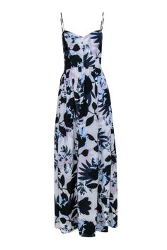 Current Boutique-Parker - White Floral Sleeveless Maxi Dress Sz XS Chic Floral Print Maxi Dress For Daywear, Flowy Floral Print Maxi Dress, Floral Print Flowy Long Maxi Dress, Floral Print Maxi Dress For Daywear, Feminine Lined Maxi Dress For Garden Party, Lined Maxi Dress For Daywear, Floral Print Floor-length Maxi Dress For Daywear, Feminine Flowy Maxi Dress With Floral Print, Feminine Sleeveless Maxi Dress With Flowy Skirt