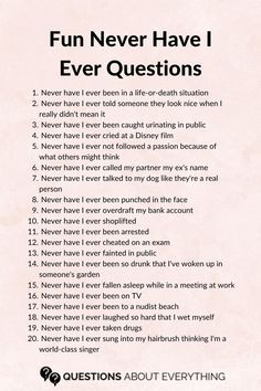 list of 20 never have I ever questions Never Have J Ever Questions, Questions For Sleepovers Juicy, Truth And Dare Questions Friends Spicy, Never Have I Ever Questions Embarrassing, Never Have I Ever Funny Questions, Never Have A Ever Questions, Never Have I Ever Extreme Questions, Never Have I Ever Ideas Juicy, Juicy Topics To Talk About