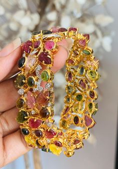 Luxury Tourmaline Wedding Gemstones, Luxury Tourmaline Gemstones For Wedding, Gold Tourmaline Gemstone Bracelets, Gold Tourmaline Bracelet Jewelry, Gold Tourmaline Bracelet, Luxury Gold Tourmaline Jewelry, Luxury Tourmaline Wedding Jewelry, Modern Bracelets, Bangles Jewelry Designs