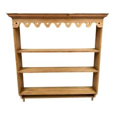 a wooden shelf with three shelves on each side