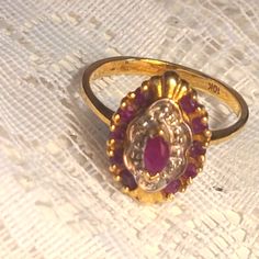 Vintage Natural Ruby & White Diamonds Set In 10kt Yellow Gold. Truly A Heirloom Piece. This Would Be A Beautiful Wedding Ring As Well. Victorian Ruby Ring, Vintage Ruby Ring, Ruby Ring Vintage, Yellow Gold Color, Beautiful Wedding Rings, Ruby Ring, Natural Ruby, White Diamonds, Womens Jewelry Rings