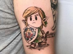 Awakening Tattoo, Gengar Tattoo, Tatuaje Studio Ghibli, Games Tattoo, Nintendo Tattoo, Disney Sleeve Tattoos, Video Game Tattoos, Link's Awakening, Ink Link