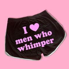 I Love Men Who Whimper Dolphin Shorts | Custom Dolphin Shorts | Y2K Shorts | Cute Shorts | Funny Shorts | Y2K Shorts | Lounge Shorts | Comfy Shorts to Lounge in! Actual item may be lighter/darker than pictured. M A T E R I A L S - 95% Cotton / 5% Spandex - Available In Sizes S-L S I Z I N G - Size chart is available on our listing photos. S H I P P I N G  &  P R O D U C T I O N  T I M E - Production Time is 5 Business Days. (May be delayed during the Holiday Season) - Shipping Time is 2-6 Busine Fish Shorts, Womens Shorts Outfits, Skirt Shorts, Short Shorts, Dolphin Shorts, Yoga Suit, Y2k Shorts, Short Humor, Comfy Shorts