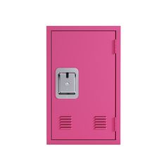 a pink locker with a door open on a white background