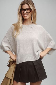 By Anthropologie Crew-Neck Cashmere Sweater White Cashmere Sweater, Fall Transition, Orange Sweaters, Anthropologie Sweater, Brown Sweater, 50 Fashion, Elbow Length Sleeve, Cashmere Sweater, Cashmere Sweaters