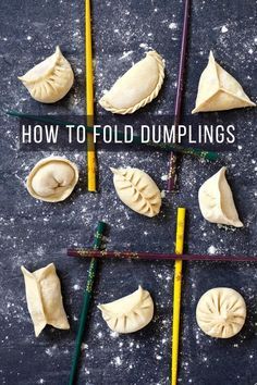 some dumplings and chopsticks on a table