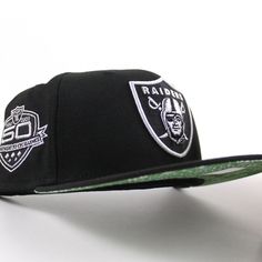 the oakland football team's new era snapback hat is displayed on a white background