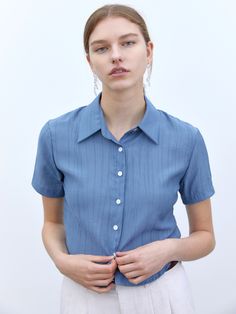 Editor's notesTRIP LE SENS' stylish and trendy cropped-length shirt is made of pleats fabric with a breathable and comfy fitting.- Button closure- Regular collar- Pleats fabric- Cropped length- Breathable and comfy fabricMeasurements(in.)S/M- Length: 18.89 / 19.29 in.- Shoulder: 14.96 / 15.74 in.- Chest: 18.11 / 18.89 in.- Sleeve: 7.08 / 7.48 in.Model infoMan - 6'03 Fitting size LWoman - 5'64 Fitting size MComposition & Care- 80% Polyester, 20% Nylon- Dry cleaning- Do not tumble dry- Do not bleach- Iron at low temperature with clothDesigner- by TRIP LE SENS Casual Pleated Relaxed Fit Blouse, Pleated Short Sleeve Blouse For Spring, Spring Pleated Short Sleeve Blouse, Casual Pleated Tops For Spring, Short Sleeve Pleated Blouse For Spring, Fitted Pleated Summer Tops, Casual Pleated Short Sleeve Blouse, Casual Short Sleeve Pleated Blouse, Blue Pleated Tops For Summer