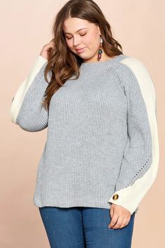 Plus Size Color Blocked Sweater