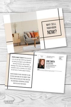 an open brochure with the words, why sell your house now?