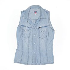 DIESEL Plain Shirt Blue Sleeveless Womens L Plain Shirt, Plain Shirts, Cuff, Collar, Blue