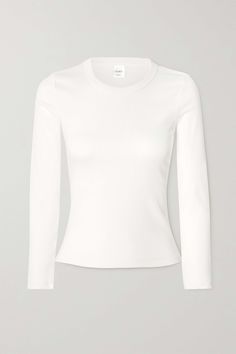 Shop LESET Kelly ribbed stretch-cotton jersey top, Explore the latest LESET women's collection today on NET A PORTER White Ribbed Elastane Top, Classic Stretch Ribbed Tops, Fitted Solid Color Ribbed Tops, Fitted Ribbed Cotton Tops, Fitted Solid Color Tops With Ribbing, White Fitted Tops With Ribbing, Fitted Cotton Tops With Ribbing, White Fitted Top With Ribbing, Fitted White Tops With Ribbing