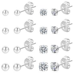 PRICES MAY VARY. ✨【Stud Earrings for Women Design】✨ Small stud earrings provides 8 pair silver stud earrings for women in different styles, which perfectly meet your various dressing needs. The sparkling ear studs are beloved for its sophisticated yet simple design over the years.provides all women and girls with more choices, which can enrich your collocation, and meet your various occasions and wearing needs. Make you more elegant and attractive. ✨【Material of Stud Earrings】✨ Sterling silver e Cheap Nickel Free Silver Heart Earrings, Stud Earrings Set Sterling Silver, Small Hypoallergenic Sterling Silver Earrings, Silver Studs For Pierced Ears As Gift, Tiny Cute Sterling Silver Earrings, Tiny Silver Cubic Zirconia Earrings, Tiny Gold Studs, Small Stud Earrings, Women Design