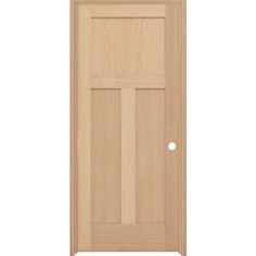 a wooden door with no glass on the top and bottom panel, in light wood