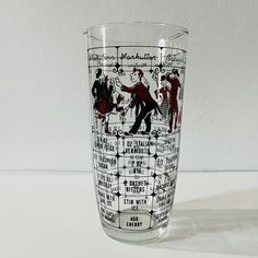 a glass with some writing on it