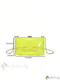 Bird in Bag - Womens Fashionable PVC Tapestry Mini Clutch Bag for Phones, Lipsticks, and IDs Trendy Green Rectangular Clutch, Green Rectangular Clutch As Gift, Green Rectangular Clutch Gift, Green Rectangular Clutch For Gift, Rectangular Green Clutch For Gift, Yellow Rectangular Clutch As Gift, Yellow Rectangular Clutch For Gift, Acrylic Clutch, Bag With Chain