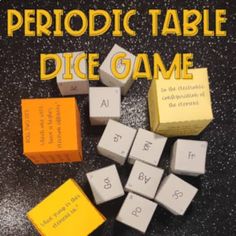 an image of a game with dices on the table and words written in yellow