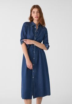 Denim Shirt Dress, Midi Shirt Dress, Dress Shirts For Women, Cuff Sleeves, Women's Fashion Dresses, Blue Denim, My Style, Dresses