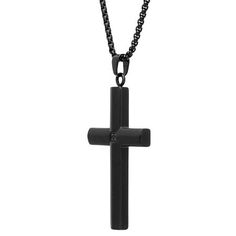 Features: Religious Jewelry, Quick ShipJewelry Closure: Lobster ClaspLink Construction: SolidSetting: ProngShape: CrossStone Cut: RoundStone Millimeter Measurement: 1.5 Mm LengthMetal Color: BlackChain Length: 24 InchChain Width: 2 MillimetersPendant Length: 55mmPendant Width: 29mmChain Construction: BoxCare: Wipe CleanMetal: Stainless SteelNecklace Type: Pendant NecklacesCountry of Origin: Imported Black Cross Chain Necklace Gift, Black Cross Chain Necklace As Gift, Gift Black Cross Chain Necklace, Black Cross Pendant Clavicle Chain Jewelry, Black Cross Pendant Chain Necklace, Black Cross Necklace With Chain As Gift, Gift Black Cross Necklace With Chain, Minimalist Black Cross Pendant Jewelry, Stainless Steel Cross Pendant